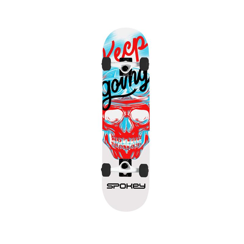 Spokey SKALLE Skateboard 78,7 x 20 cm, ABEC7, bílo-modrý