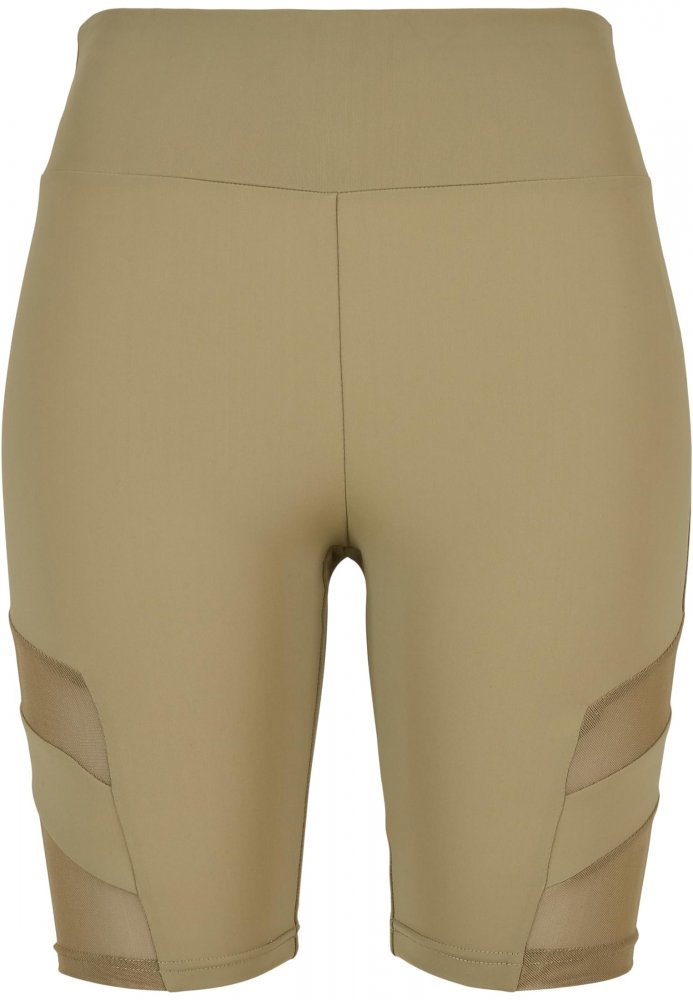 Ladies High Waist Tech Mesh Cycle Shorts - khaki XS
