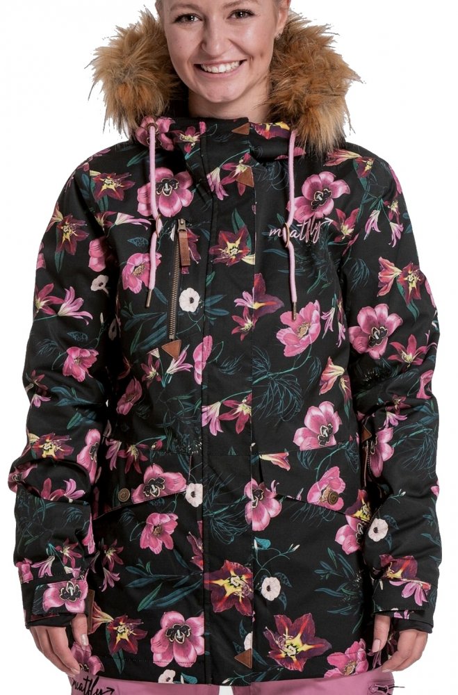 Zimní snowboardová dámská bunda Meatfly Athena Premium hibiscus black M