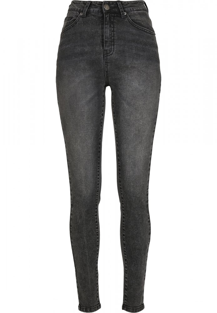 Ladies High Waist Skinny Jeans - black stone washed 27/32