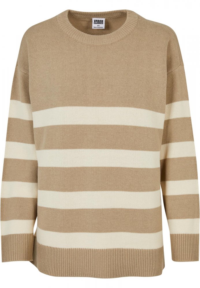Ladies Striped Knit Crew Sweater 5XL