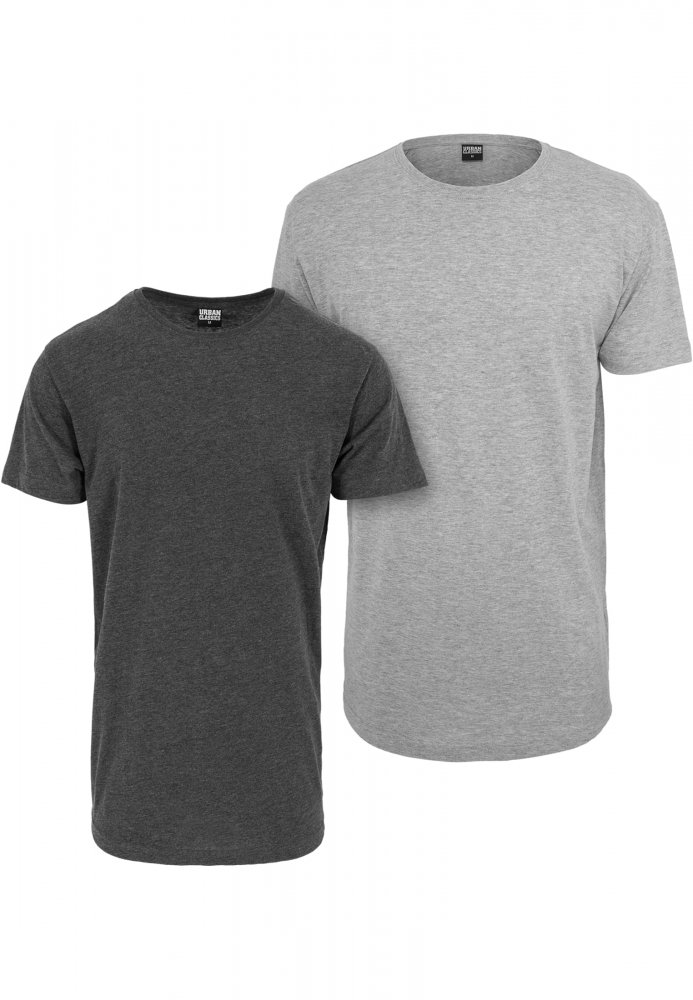 Shaped Long Tee 2-Pack - cha/gry 2XL