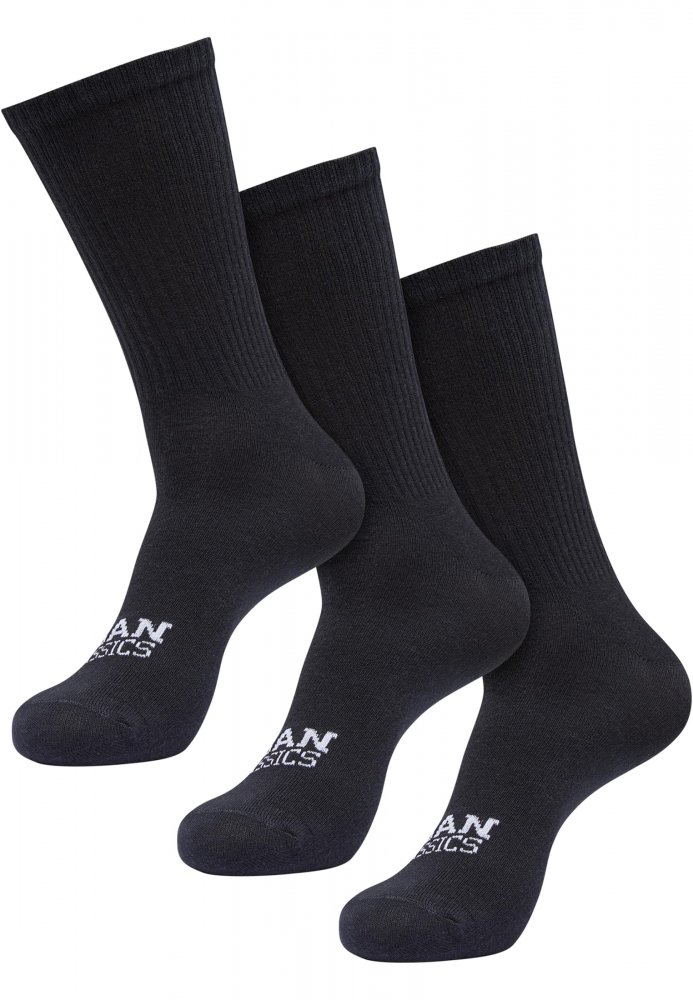 Simple Flat Knit Socks 3-Pack - black 47-50