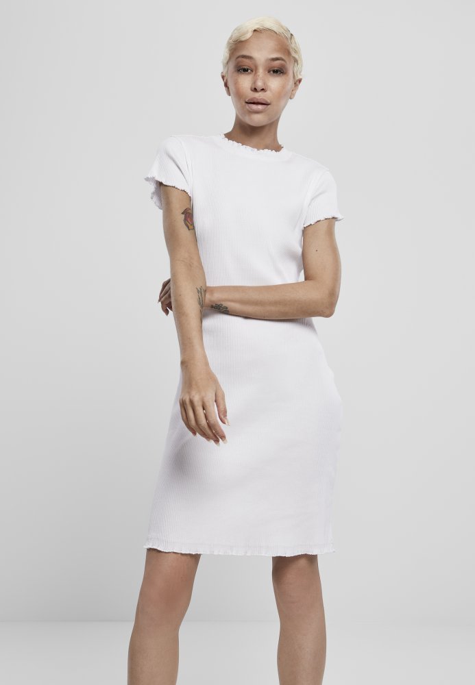 Šaty Urban Classics Ladies Rib Tee Dress - white L