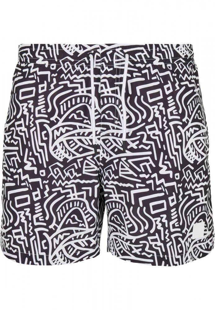 Pánské koupací šortky Urban Classics Pattern Swim Shorts - signs aop L
