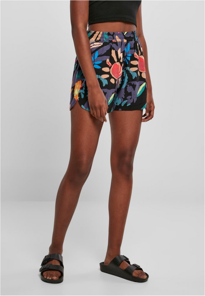 Ladies AOP Viscose Resort Shorts - blackfruity XL