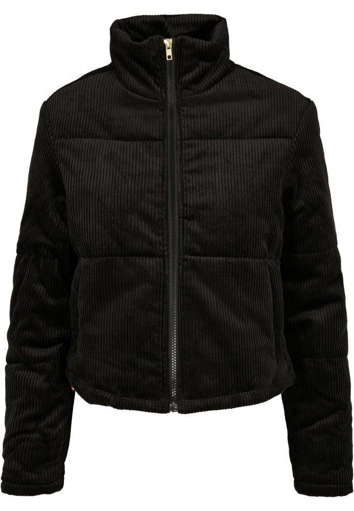 Ladies Corduroy Puffer Jacket - black 4XL