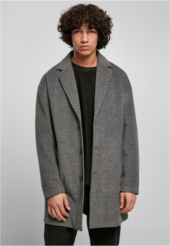 Šedý pánský kabát Urban Classics Classic Herringbone Coat XXL