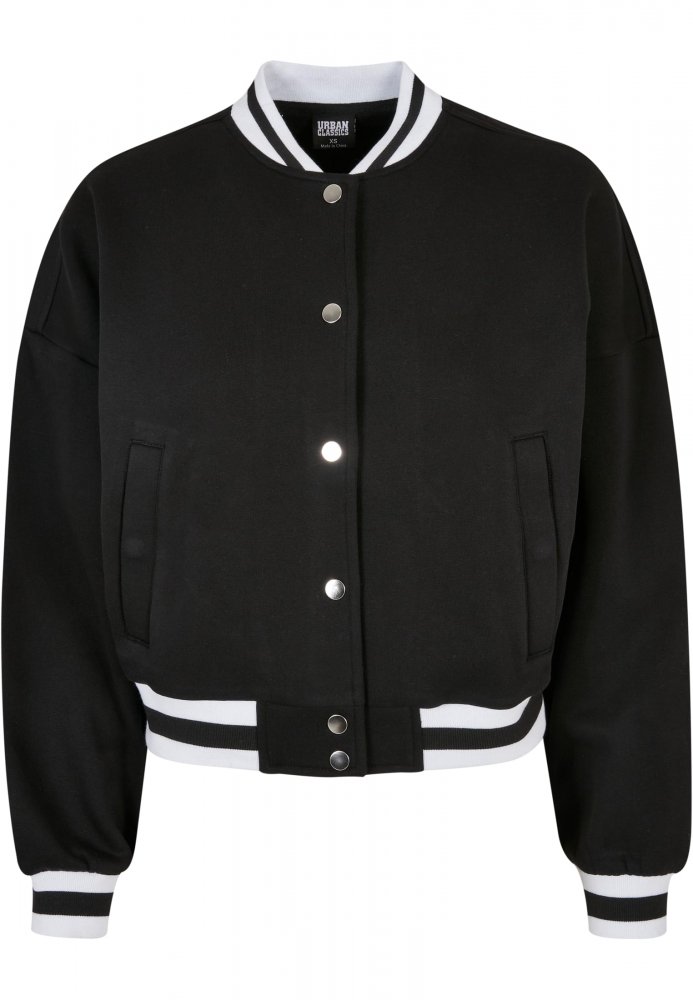 Ladies Oversized College Sweat Jacket - black S