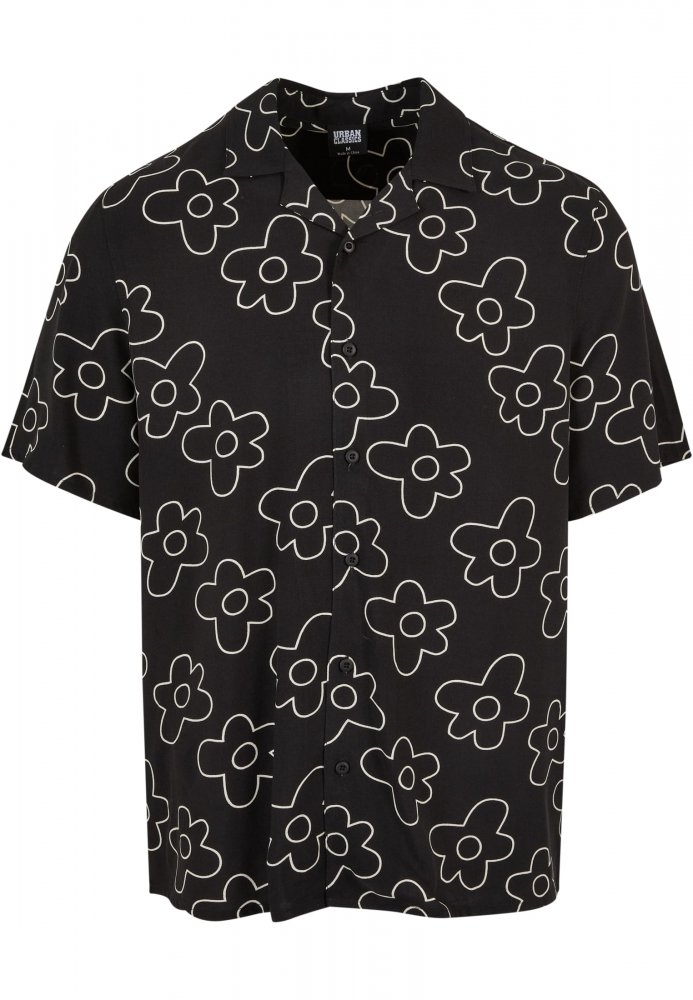 Černá pánská košile Urban Classics Viscose AOP Resort Shirt 3XL