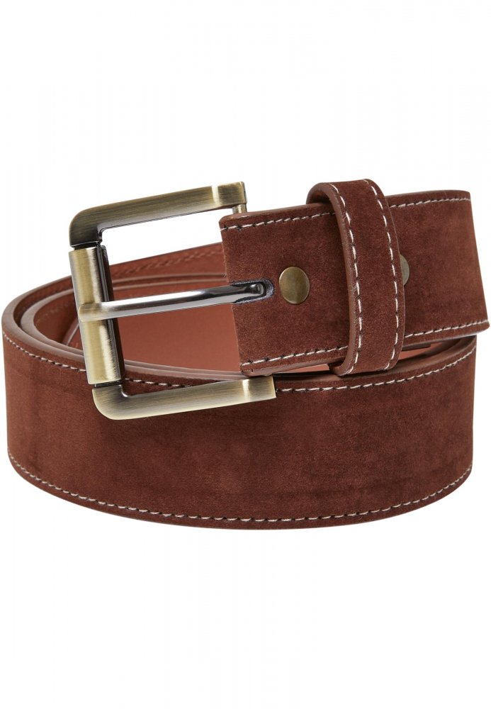 Synthetic Leather Layering Belt - brown S/M