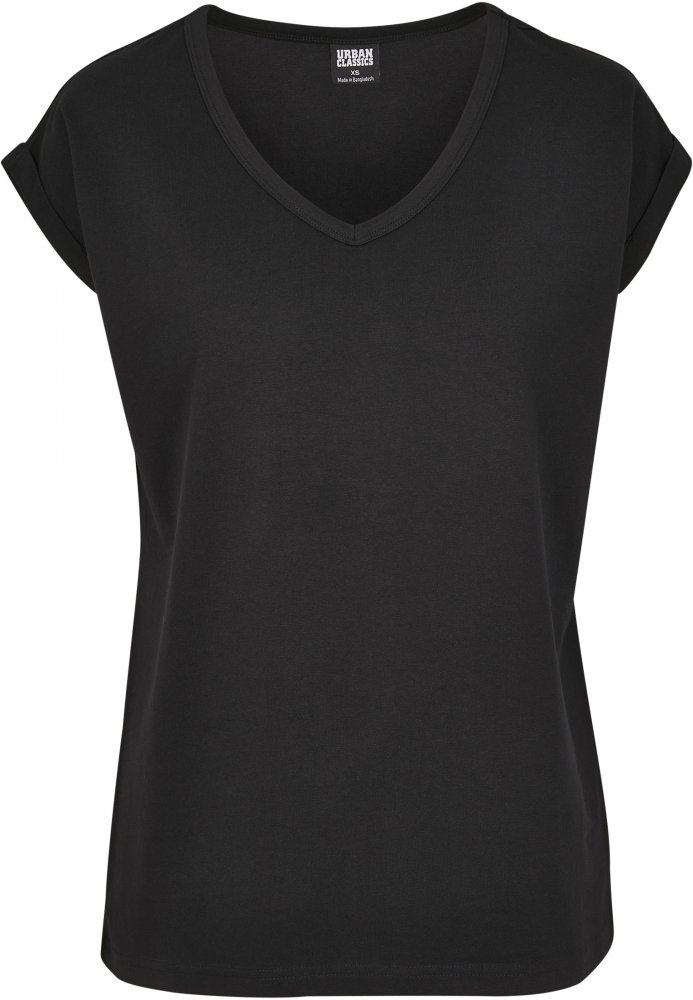 Ladies Round V-Neck Extended Shoulder Tee XS