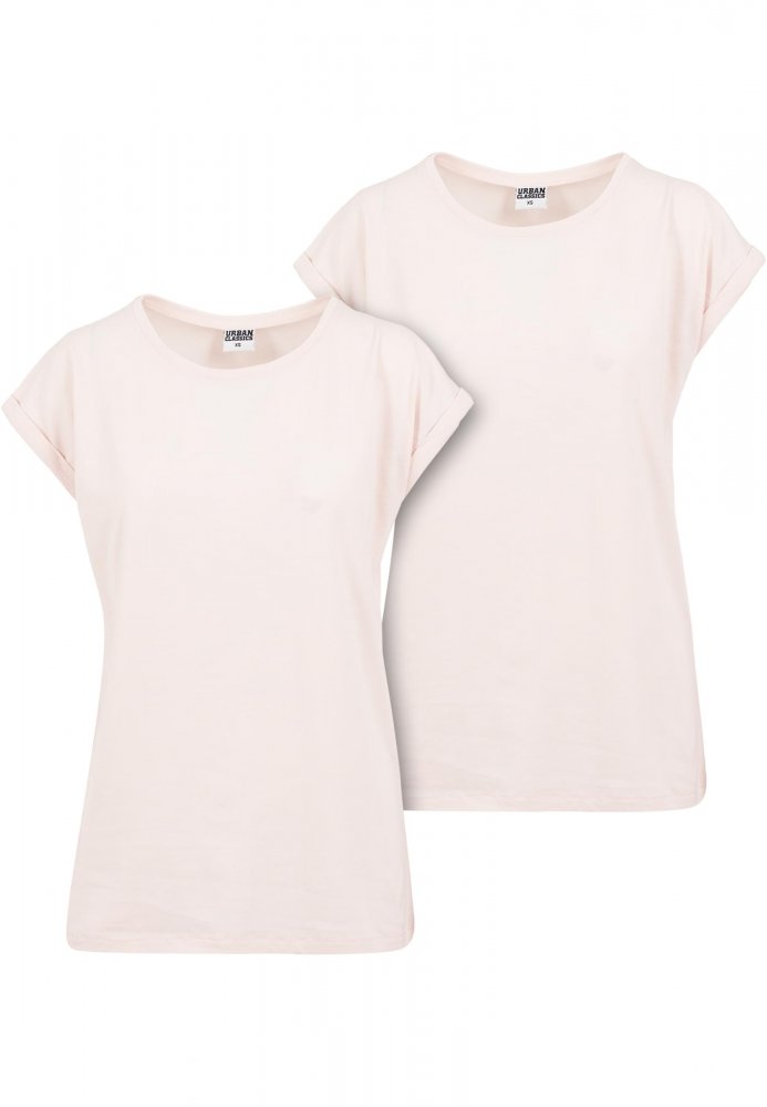 Ladies Extended Shoulder Tee 2-Pack - pink/pink S