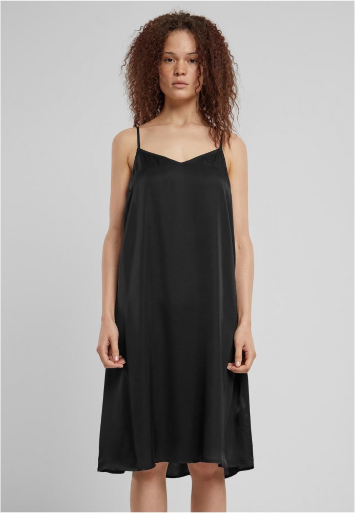 Ladies Viscose Satin Slip Dress - black XS