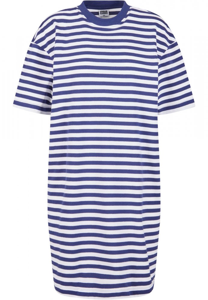 Ladies Oversized Striped Tee Dress - white/darkblue XXL