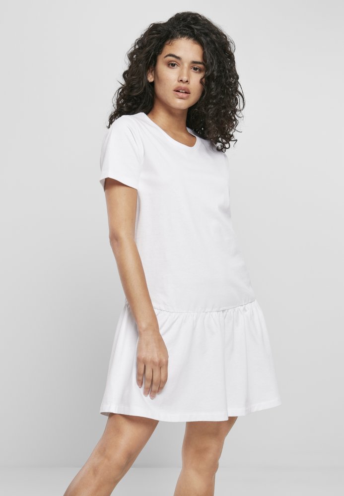 Šaty Urban Classics Ladies Valance Tee Dress - white S