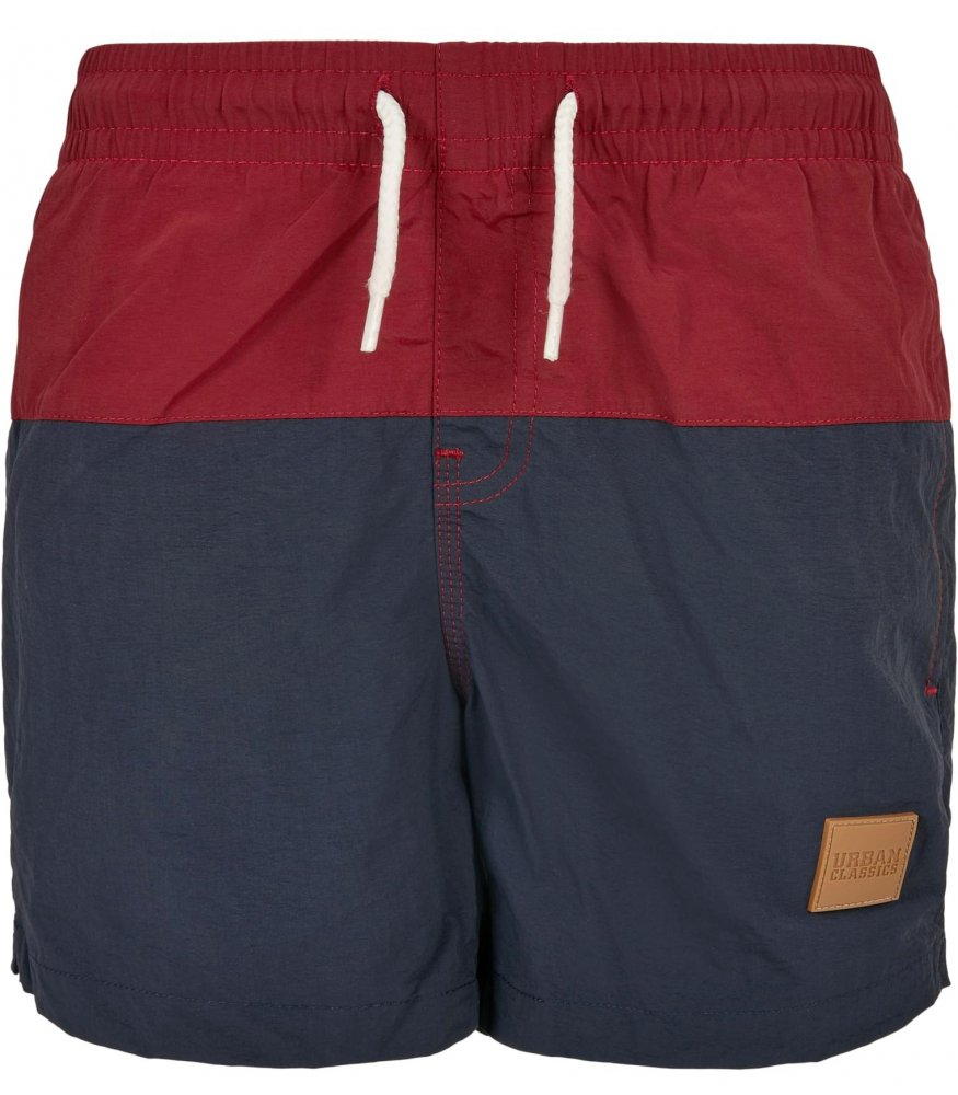 Boys Block Swim Shorts - navy/burgundy 110/116