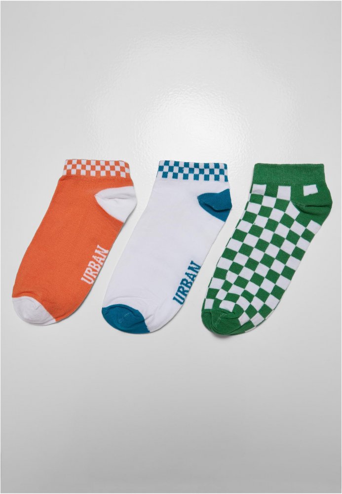 Sneaker Socks Checks 3-Pack - orange/green/teal 35-38