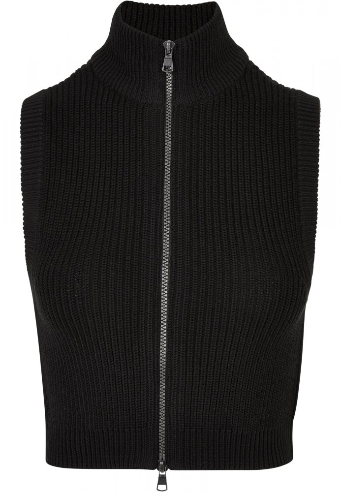 Ladies Short Knit Vest - black XXL