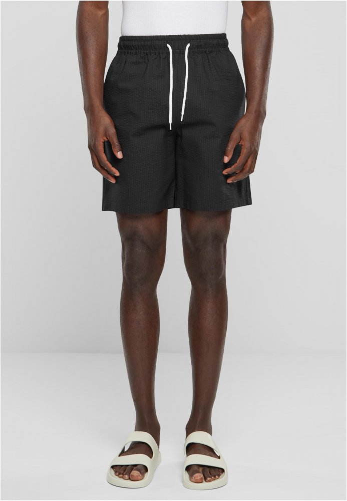 Basic Seersucker Shorts - black XL