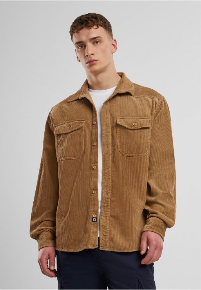 Corduroy Classic Shirt Long Sleeve - camel XL
