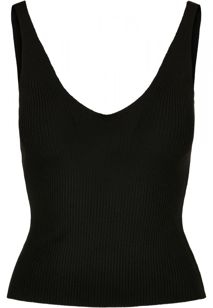 Ladies Rib Knit Top - black XS