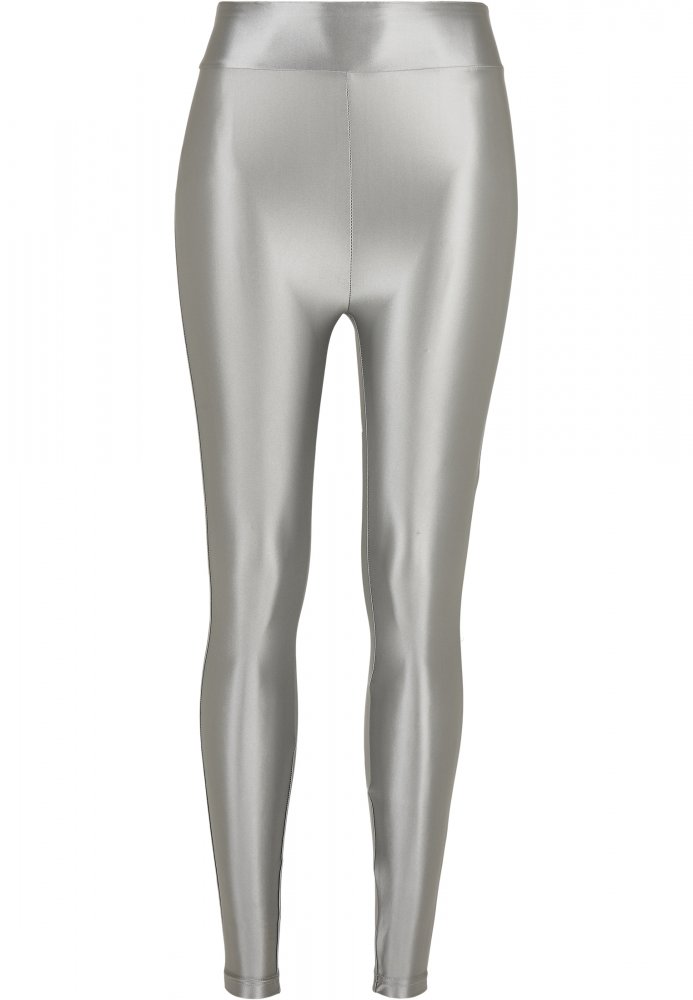 Ladies Highwaist Shiny Metallic Leggings - darksilver 4XL