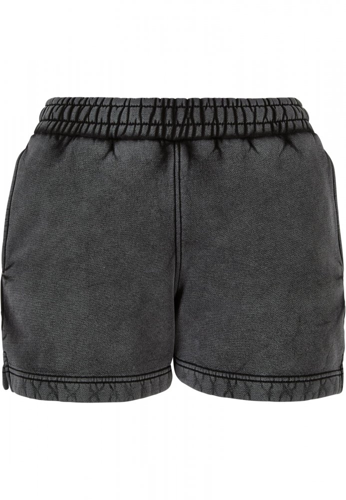 Ladies Stone Washed Shorts - black 4XL