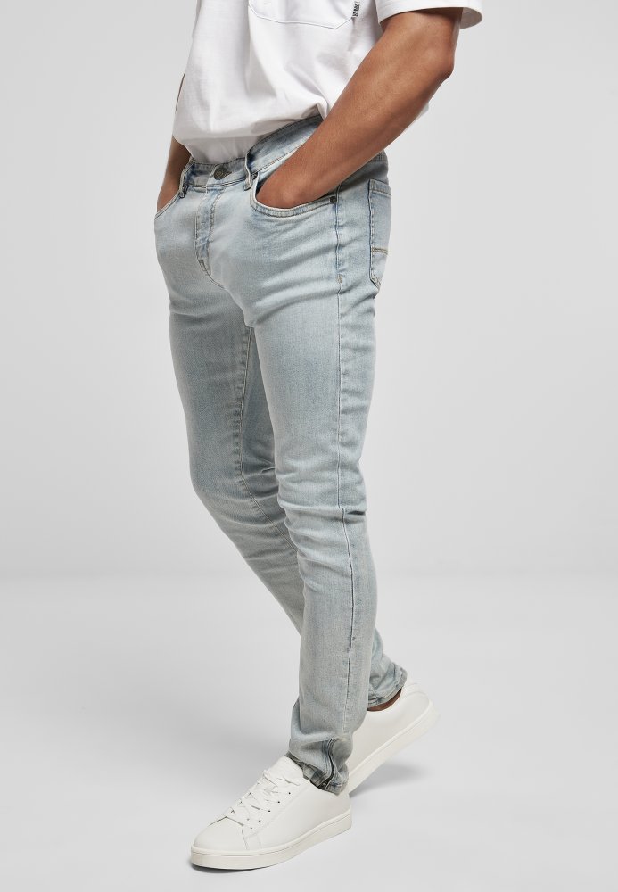 Světle modré pánské džíny Urban Classics Slim Fit Zip Jeans 31/32