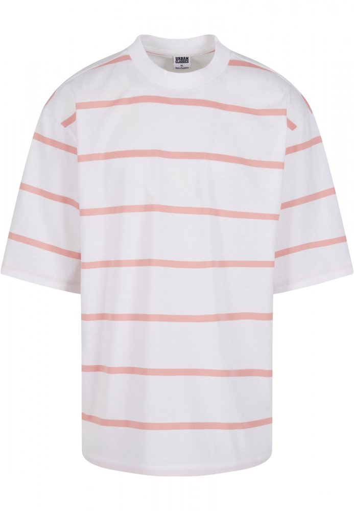 Oversized Sleeve Modern Stripe Tee - white/lemonadepink M