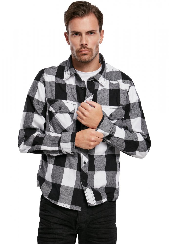Bilo/černá pánská košile Brandit Checked Shirt XXL