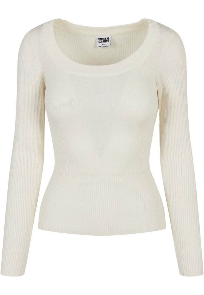 Ladies Wide Neckline Sweater - whitesand L