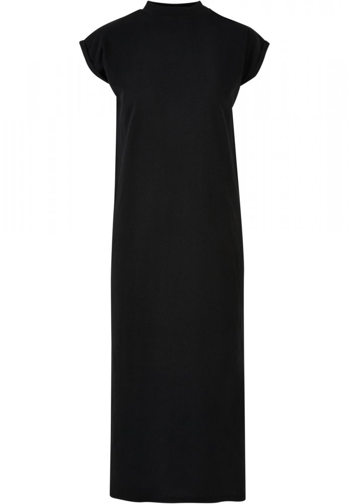 Ladies Long Extended Shoulder Dress - black XS