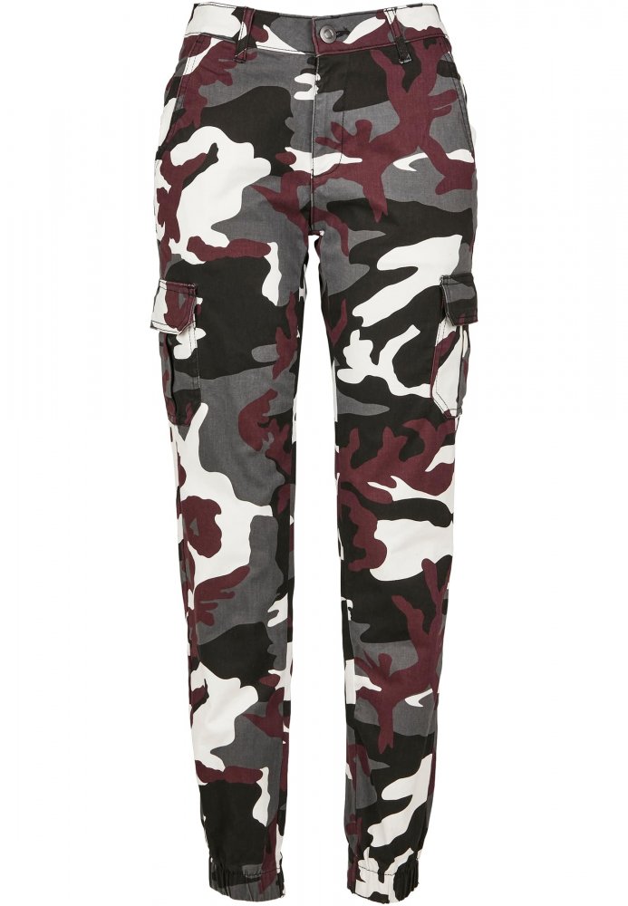 Kalhoty Urban Classics Ladies High Waist Camo Cargo Pants - wine camo 27