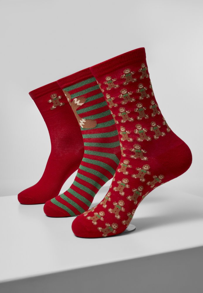 Christmas Gingerbread Lurex Socks 3-Pack 39-42