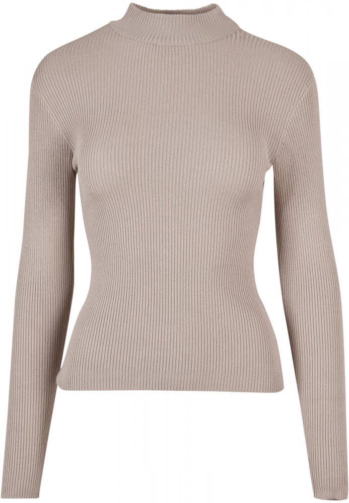 Ladies Rib Knit Turtelneck Sweater - warmgrey 3XL