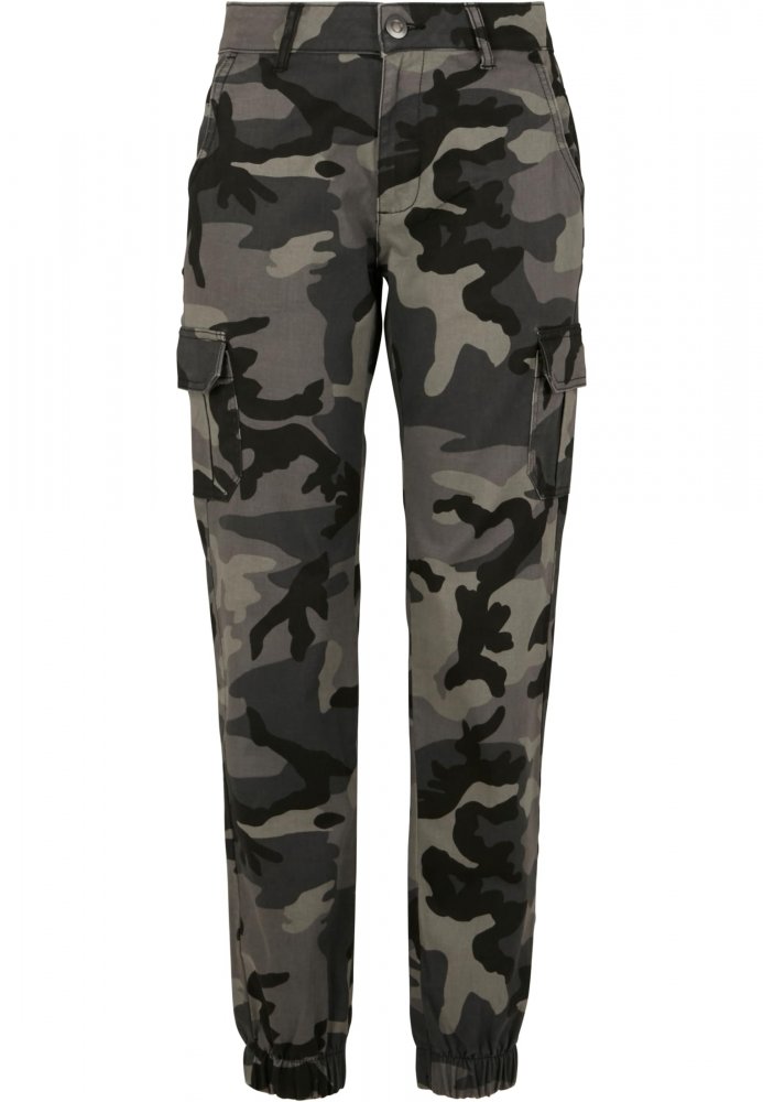 Ladies High Waist Camo Cargo Pants - dark camo 29