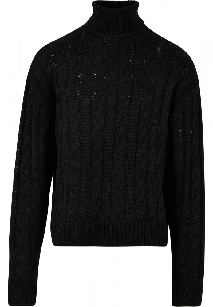 Boxy Roll Neck Sweater - black 4XL
