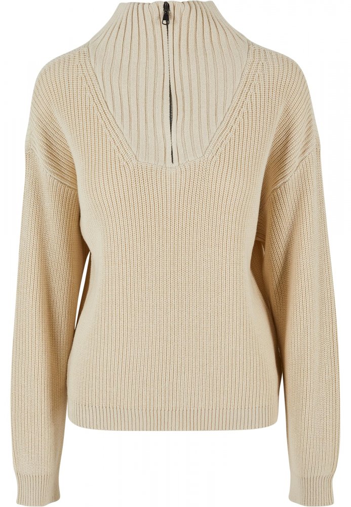 Ladies Oversized Knit Troyer - sand 3XL