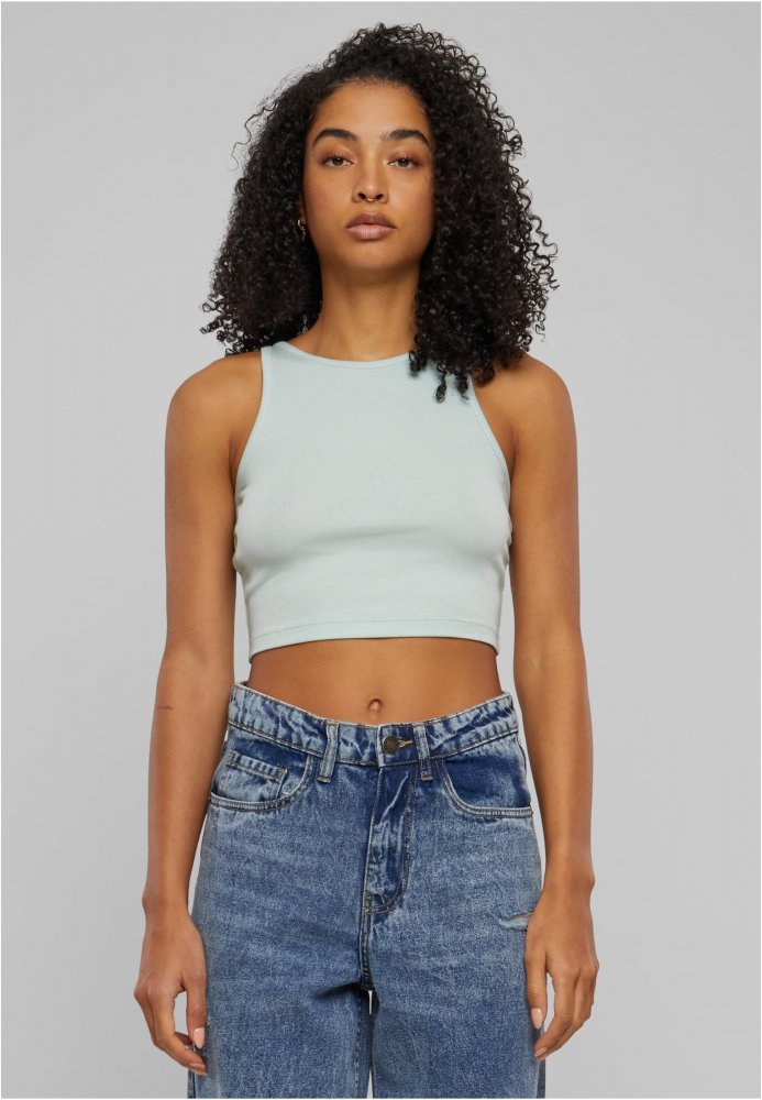 Ladies Organic Cropped Rib Top - frostmint M