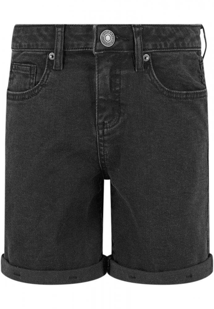 Girls Organic Stretch Denim 5 Pocket Shorts - black washed 110/116