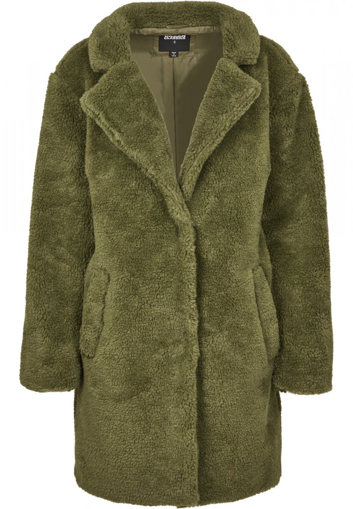 Kabát Urban Classics Ladies Oversized Sherpa Coat - olive 3XL