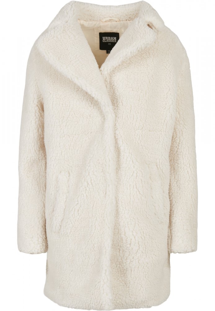 Kabát Ladies Oversized Sherpa Coat - whitesand XS