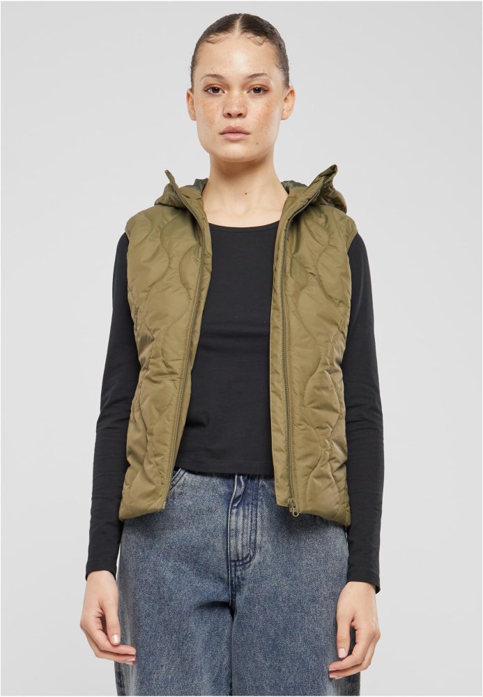 Ladies Super Light Puffer Vest - olive L