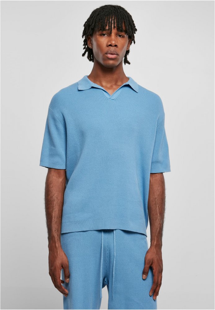 Ribbed Oversized Shirt - horizonblue M