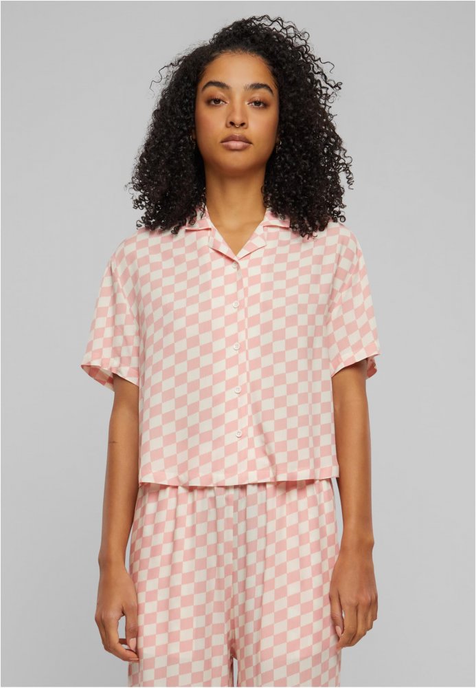 Ladies Viscose Resort Shirt - lemonadepinkcheck XL