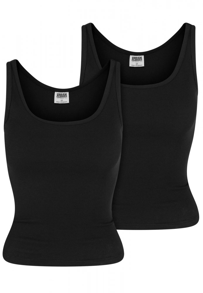 Ladies Organic Basic Rib Top 2-Pack - black+black XL