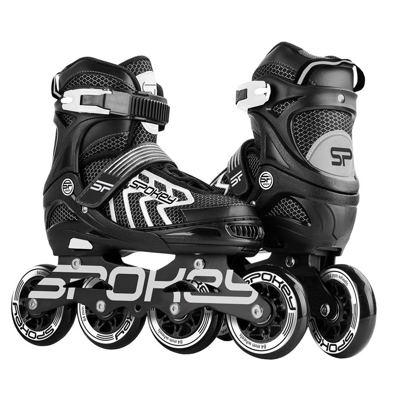 Spokey KHAN Kolečkové brusle, černo-bílé, ABEC7 Carbon, vel. 31-42 31-34