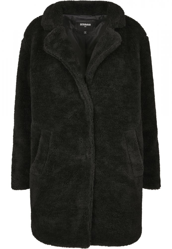 Černý dámský kabát Urban Classics Ladies Oversized Sherpa Coat L