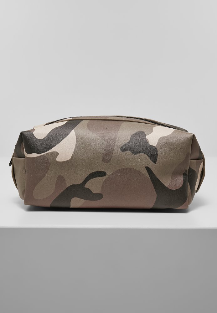 Synthetic Leather Camo Cosmetic Pouch - browncamo